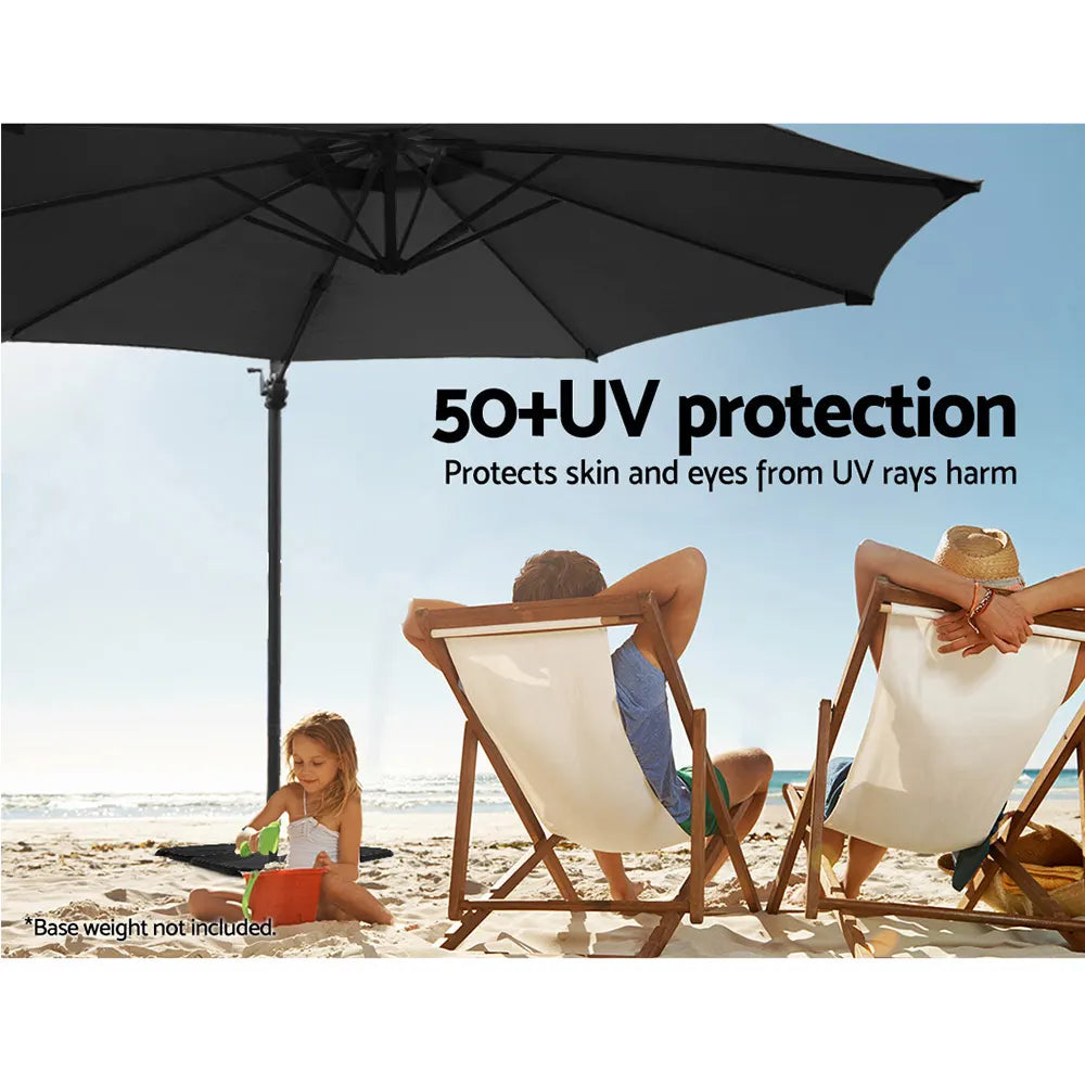 Instahut 3m Outdoor Umbrella Cantilever 360 Degree Tilt Beach Roma Black - Image 6