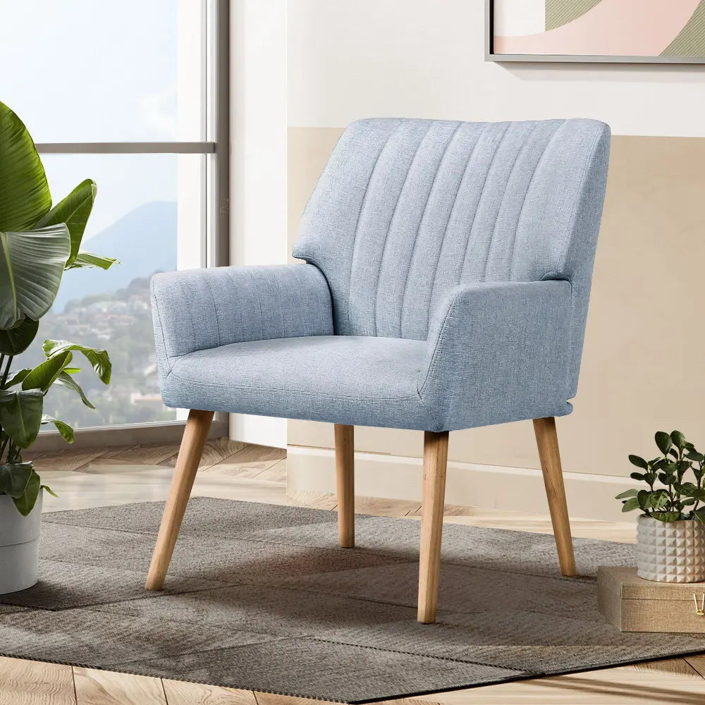 Artiss Armchair Fabric Blue Grey Sebastini - Image 7