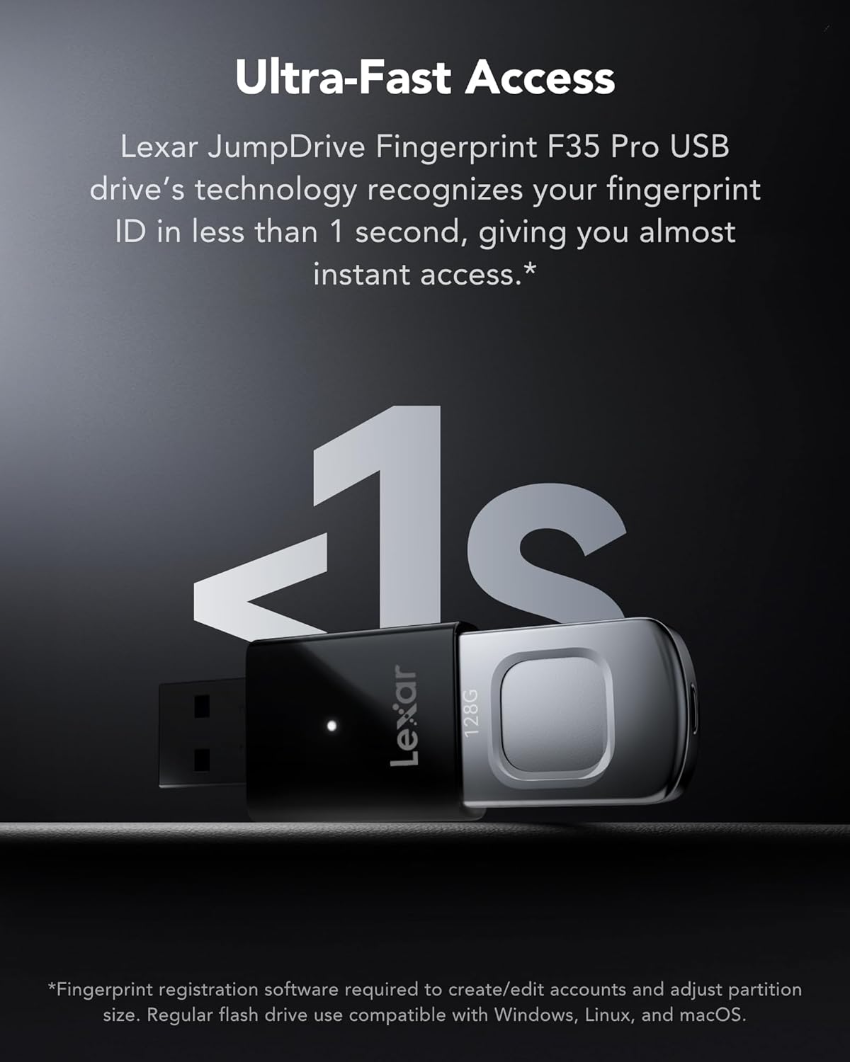 Lexar F35 PRO 64GB JumpDrive Fingerprint USB 3.2 Gen 1, up to 300MB/s read, 150MB/s write transf... - Image 4