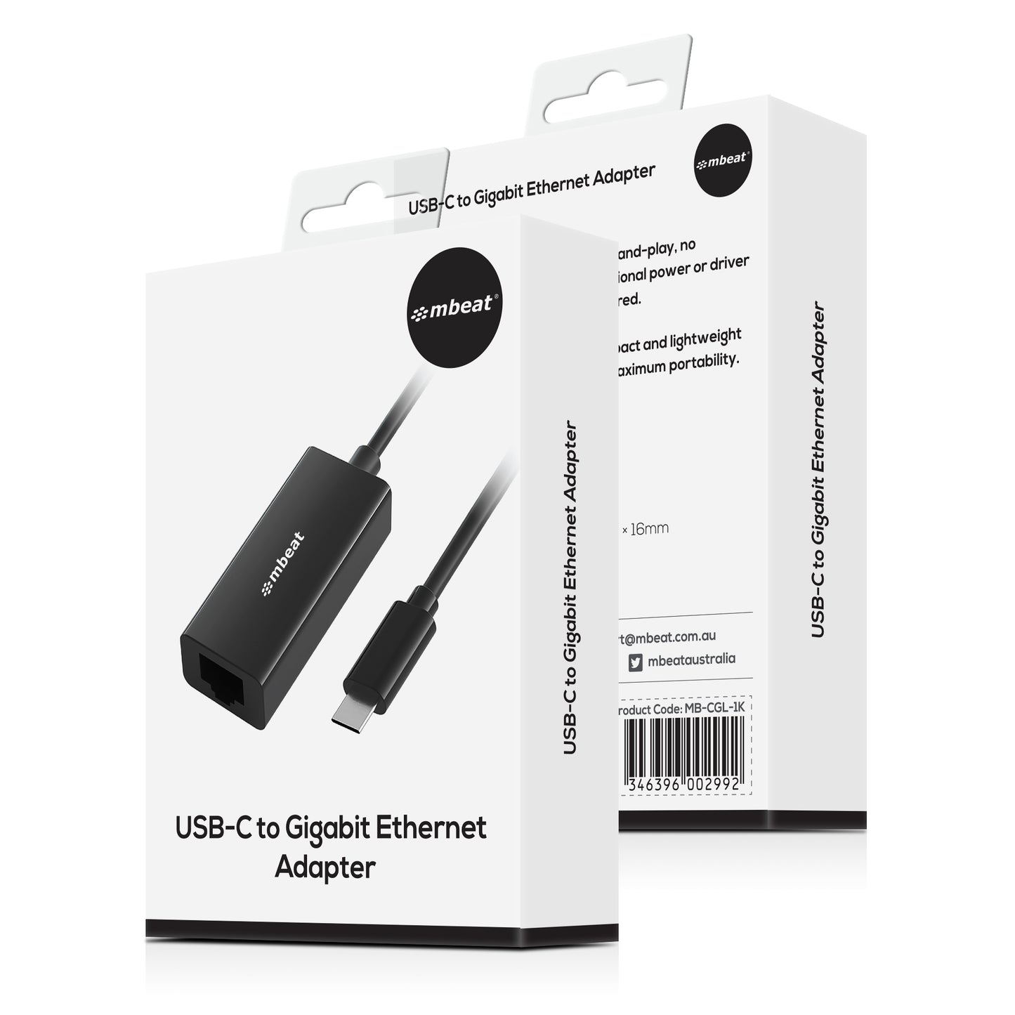 mbeat® USB-C Gigabit Ethernet Adapter - Black Fast and secure RJ45, up to 1000Mbps speed. Plug-a... - Image 4