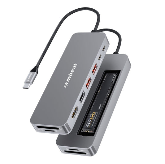 mbeat® mbeat Elite 9-in-1 USB-C Multiport Hub with Built-in M.2 NVMe SSD Enclosure - USB, Bluetoo...