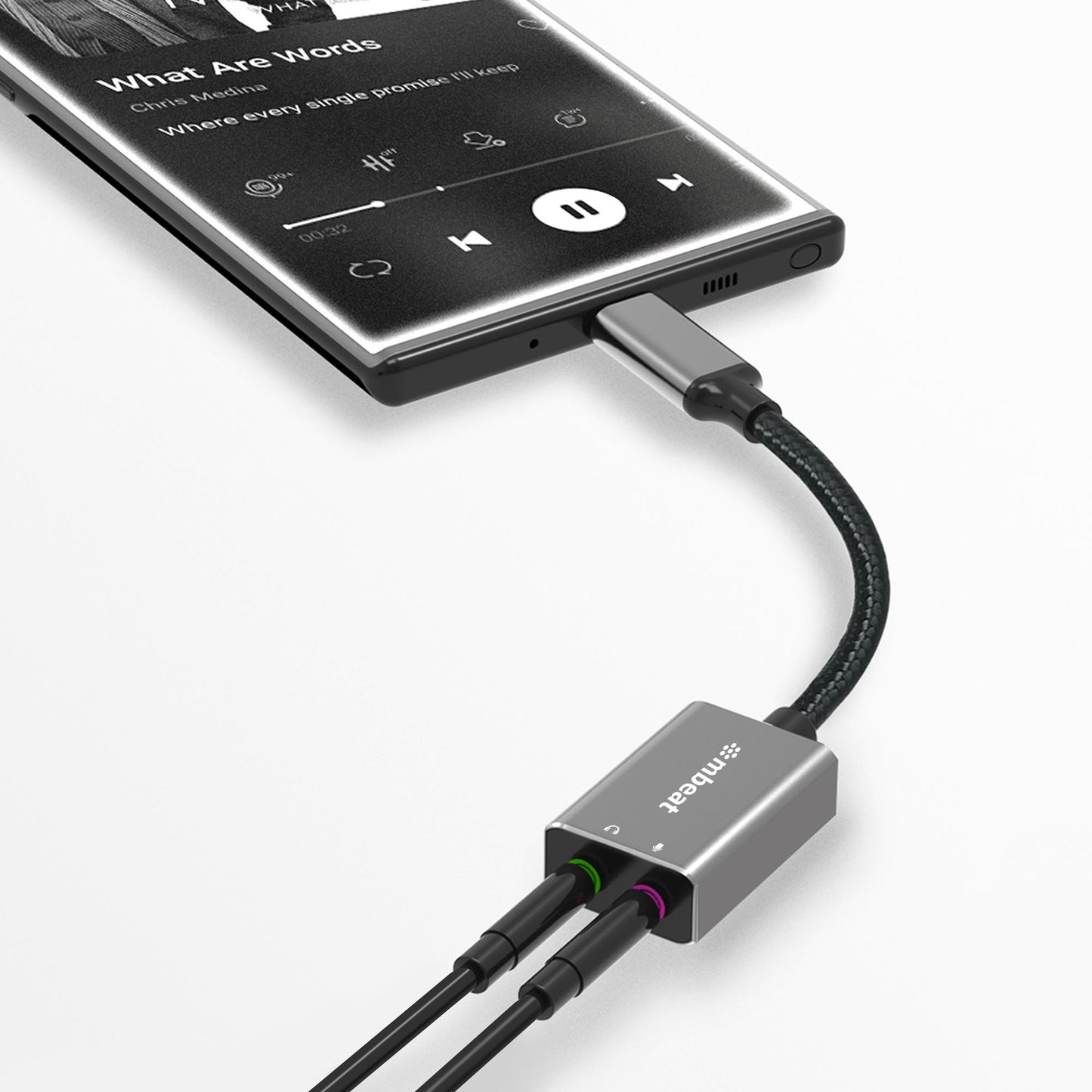 mbeat® Elite USB-C to 3.5mm Audio and Microphone Adapter - Adds Headphone Audio and Microphone Jack to USB-C Computer, Tablet Smartphone Devices