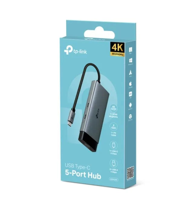 TP-Link UH5020C USB-C 5-in-1 Hub, 4K@60Hz HDMI, 100W PD Pass-Through, 1× USB-C 5Gbps, 2× USB-A 5G...