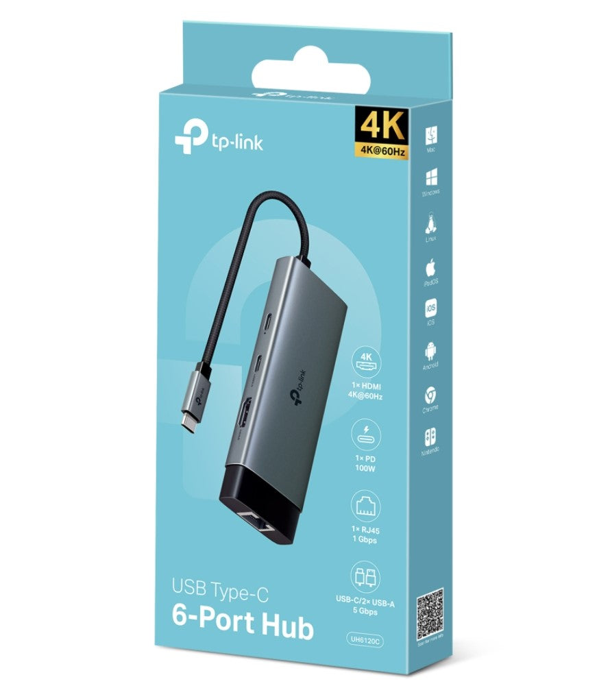 TP-Link UH6120C USB Type-C 6-Port Hub - USB, Bluetooth IEEE