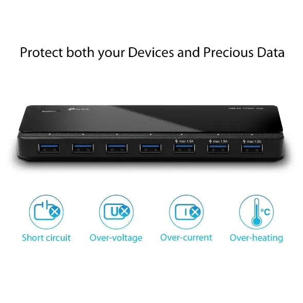 TP-Link UH700 7 Ports USB3 Hub Desktop 2.5A Power Adapter, transfer speeds of up to 5Gbps, 10 tim... - Image 4