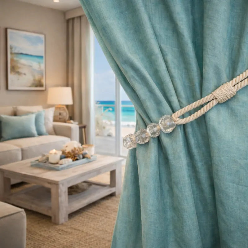 Natural Cotton Beaded Rope Curtain Tieback