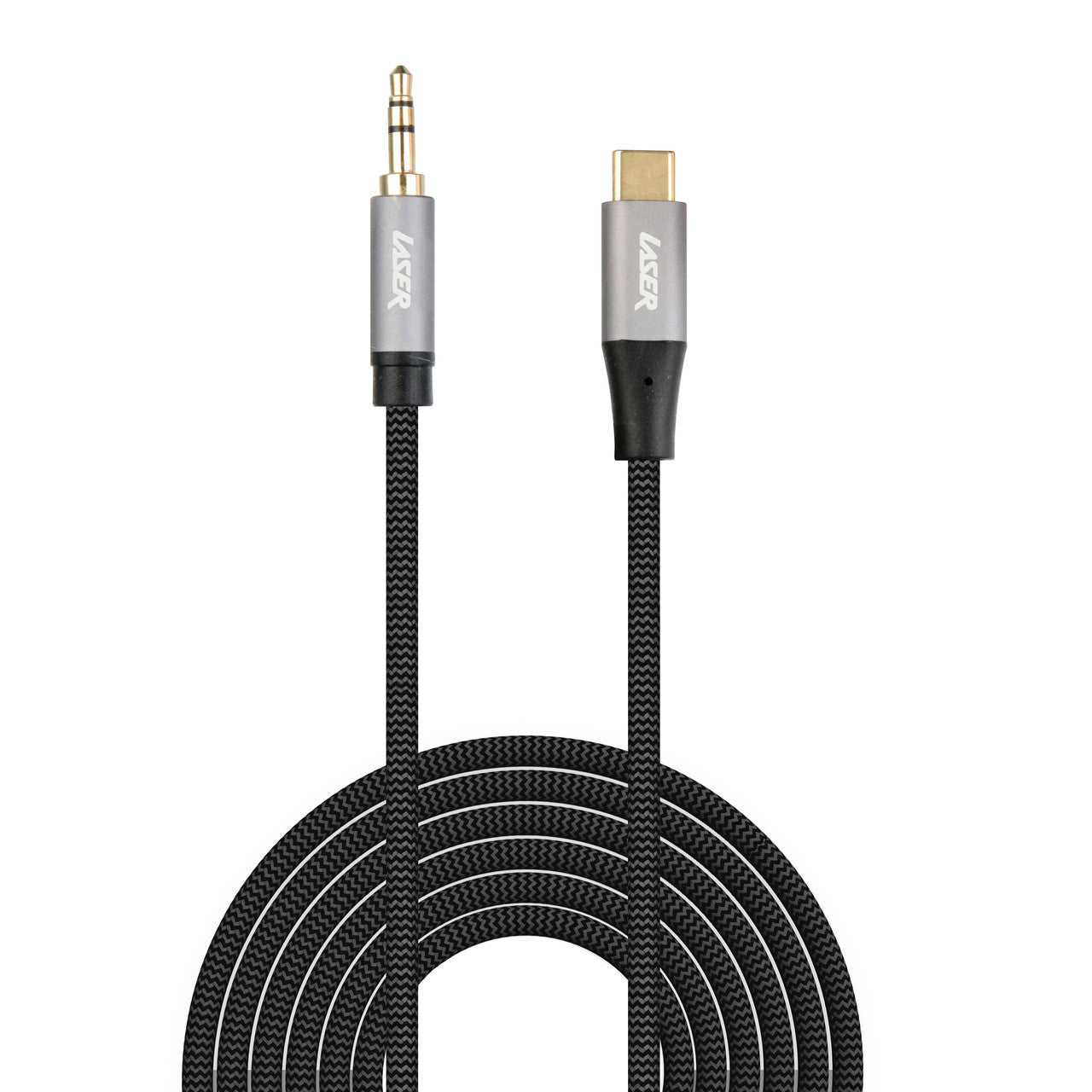 Laser USB-C to 3.5mm AUX Audio Cable 2m - Black - Image 2