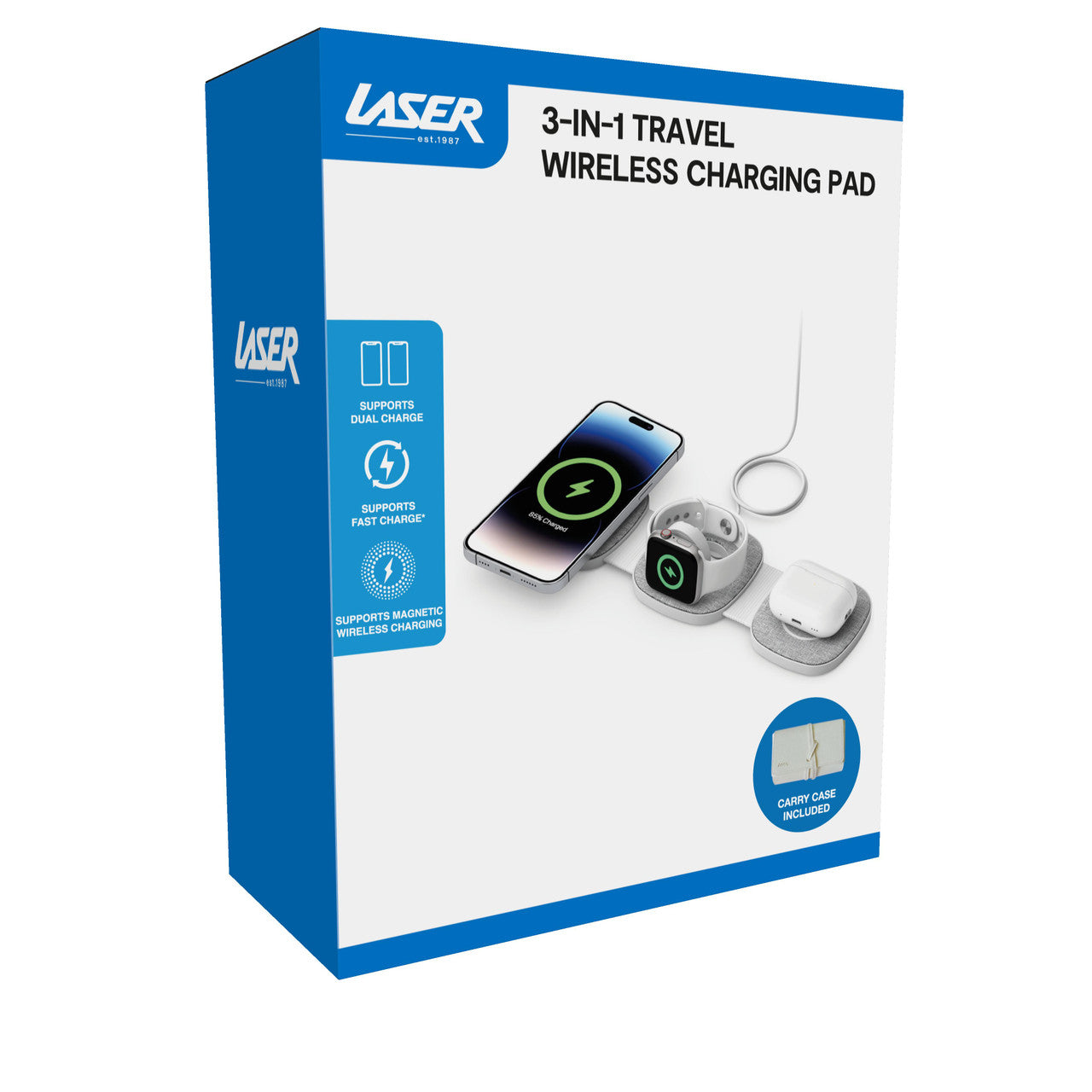 Laser 3-in-1 Travel Wireless Charging Pad for Apple - Image 9