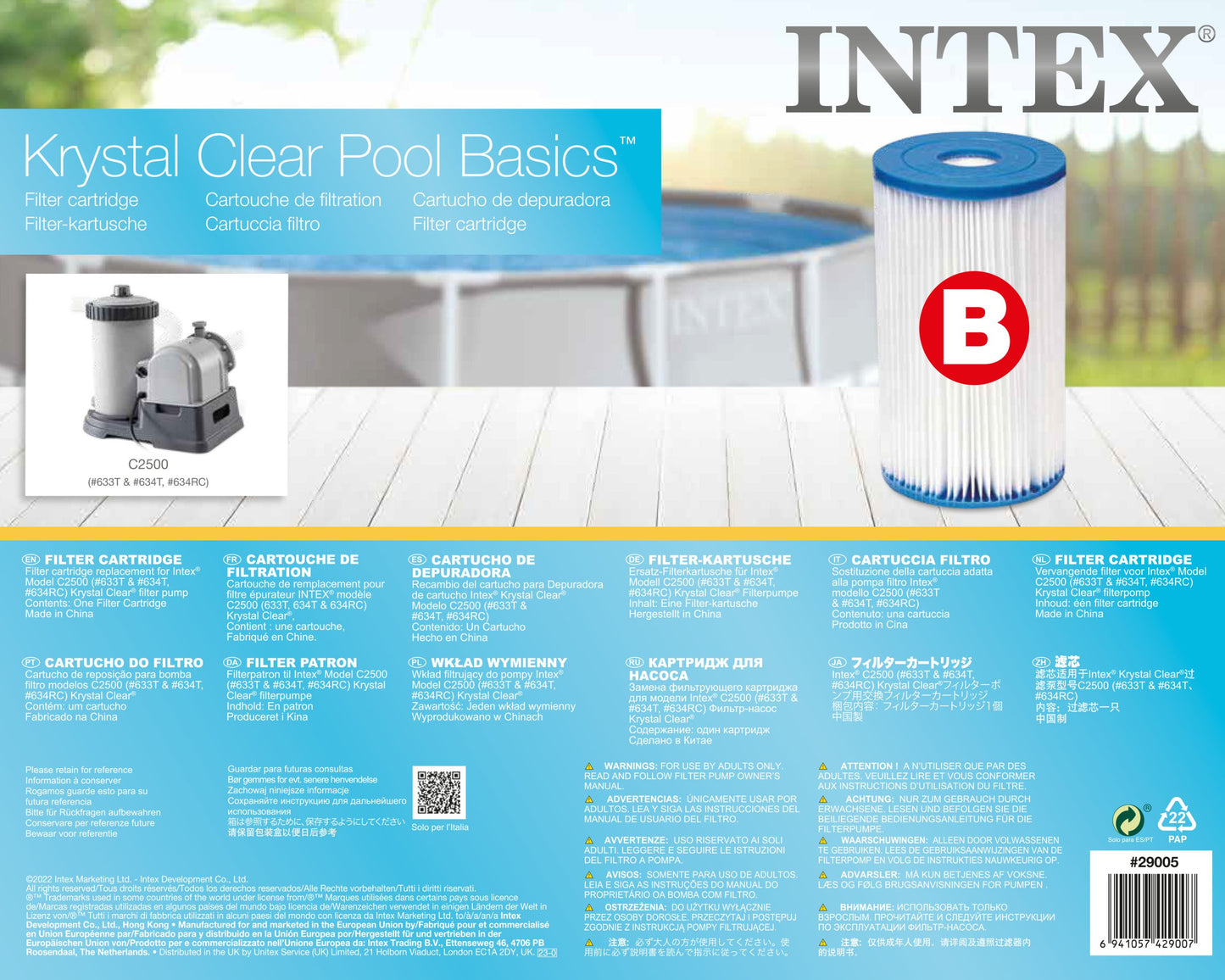Intex Filter Cartridge replacement Size B INTEX FILTER PUMP 29005 - Image 5