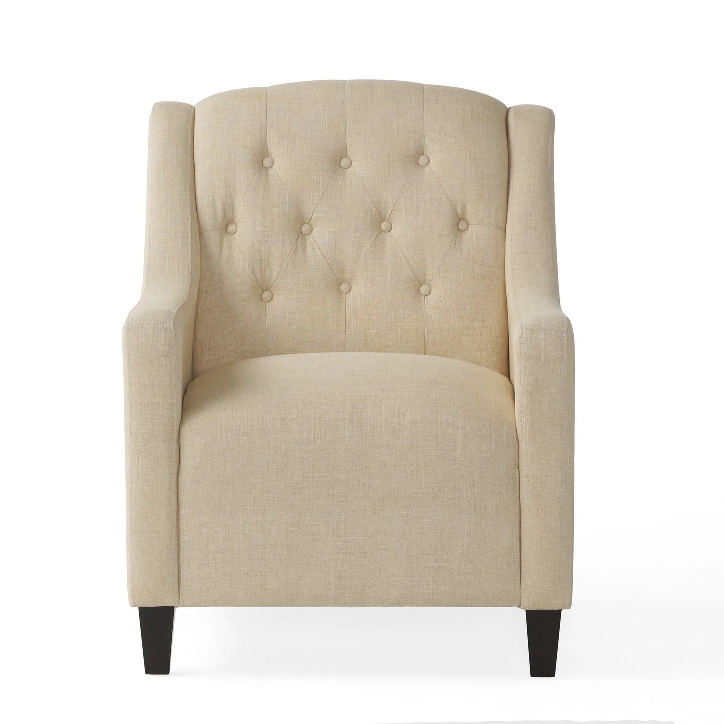 Canberra Fabric Armchair & Ottoman in Begie Linen - Image 5