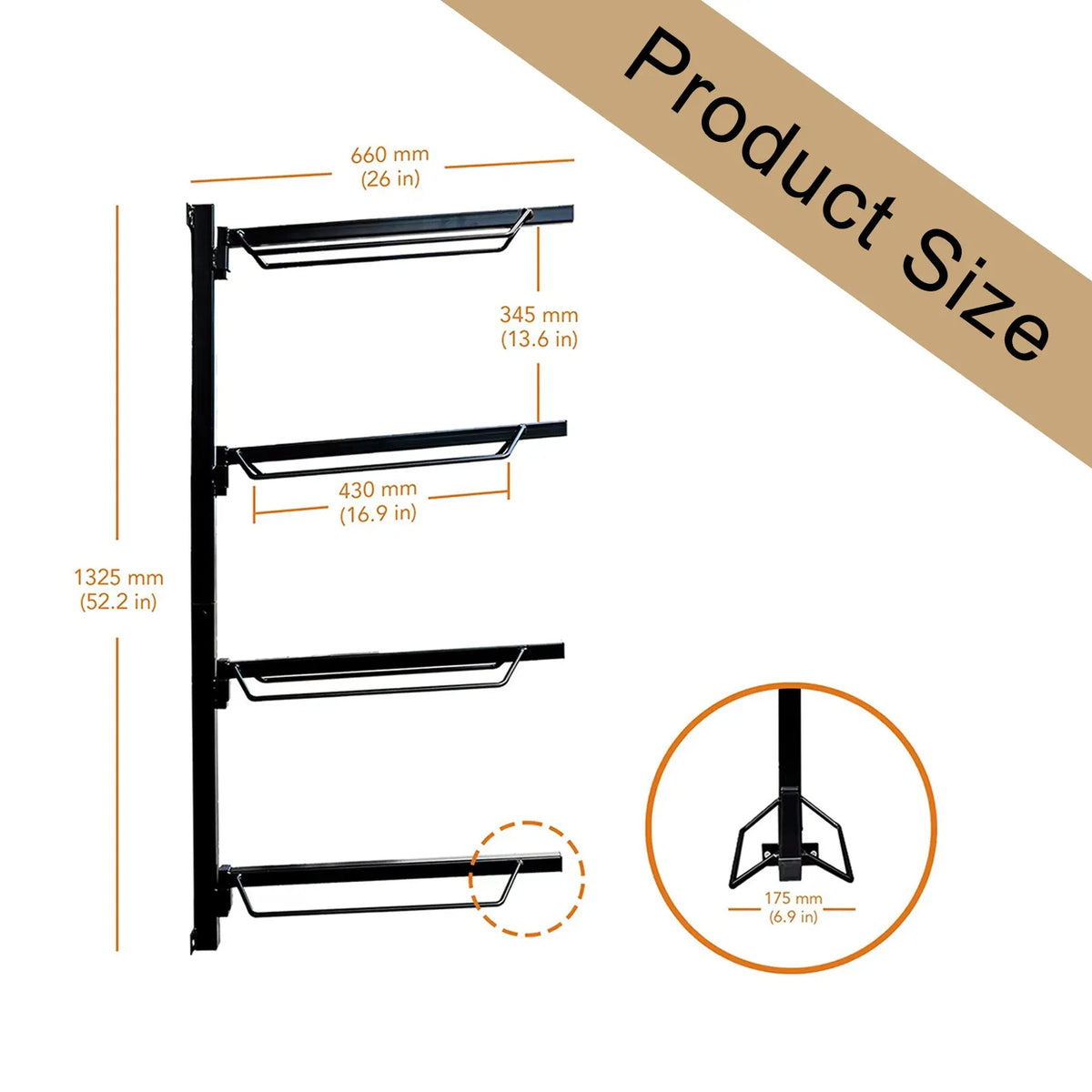 Samland Foldable 4-Tier Saddle Rack Wall Mounted Saddle Stand Space-Saving Steel Holder for Horse Tack - Image 3