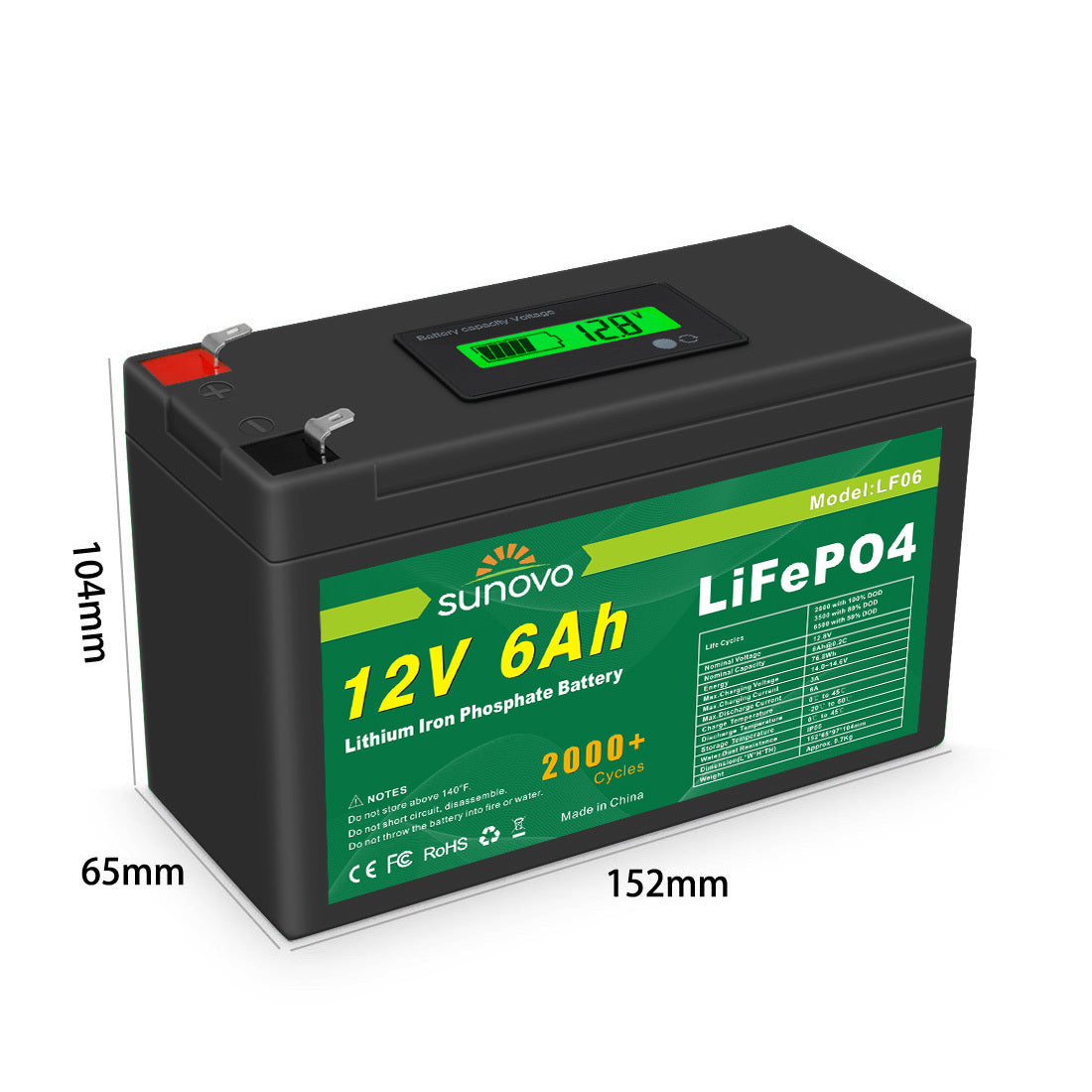 Samland 12V 6AH Deep Circle Lifepo4 Lithium Battery Rechargeable - Image 2