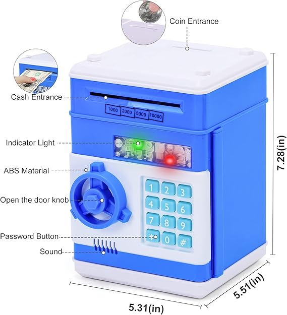 Toys for Kids Ages 5-7, 8-10, Electronic ATM Password Cash Coin Can Auto Scroll Paper Money Saving Box Toys for 6 7 8 9 10 11 12 Year Old Girl Christmas Birthday Gifts green - Image 2