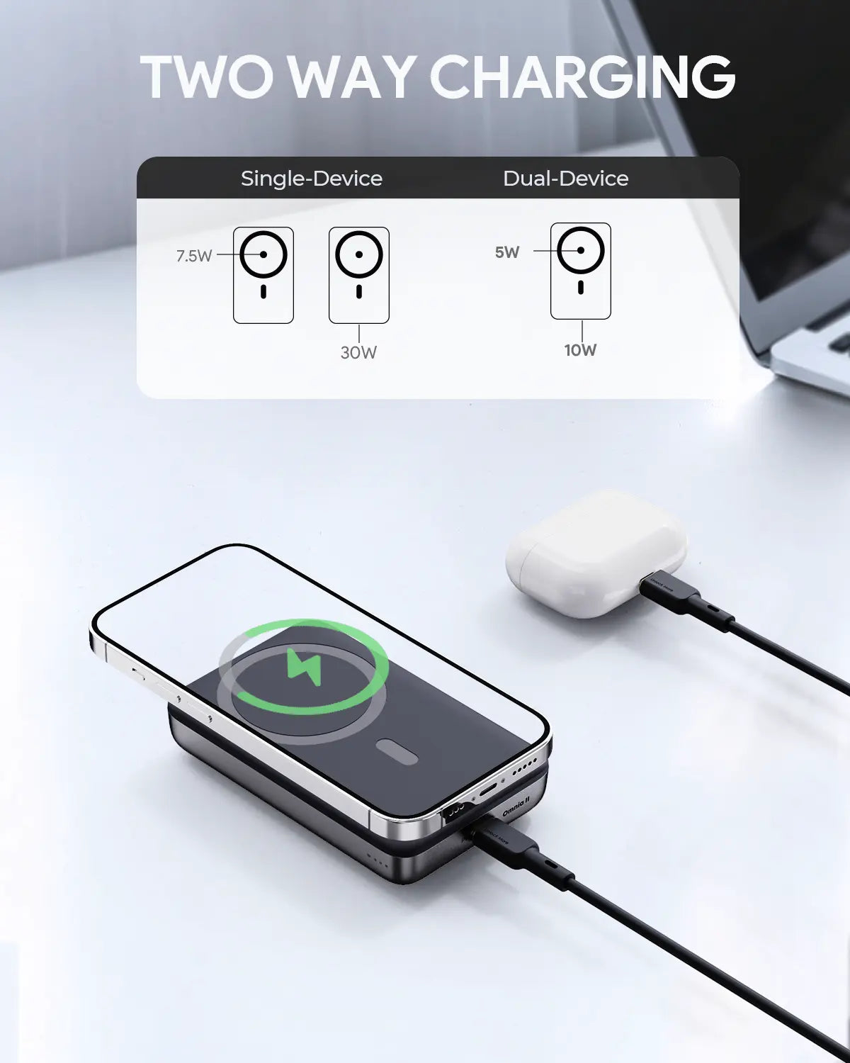 Aukey MagLinnk 10000mAh Magnetic Wireless Charging Power Bank (PB-MS02) - Image 7
