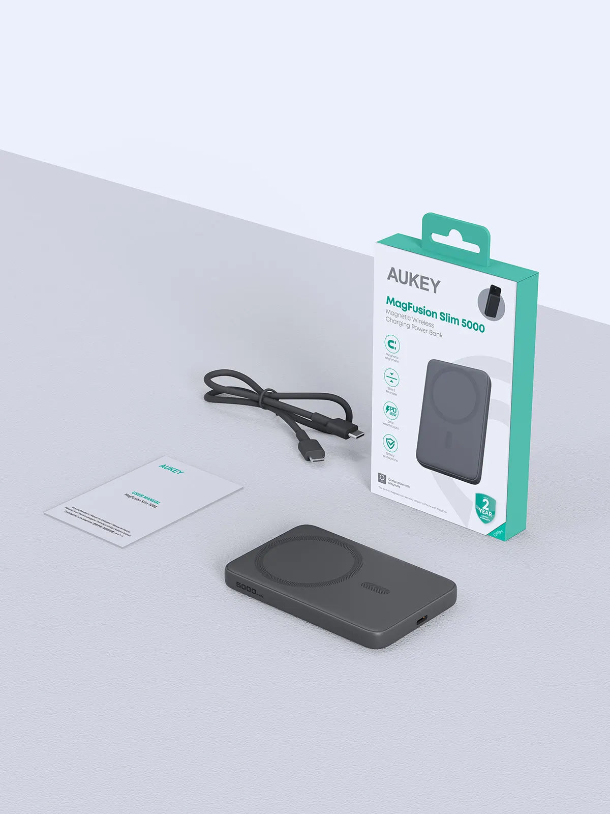 Aukey MagFusion 5000mAh Magnetic Wireless Charging Power Bank (PB-MS03) - Image 7
