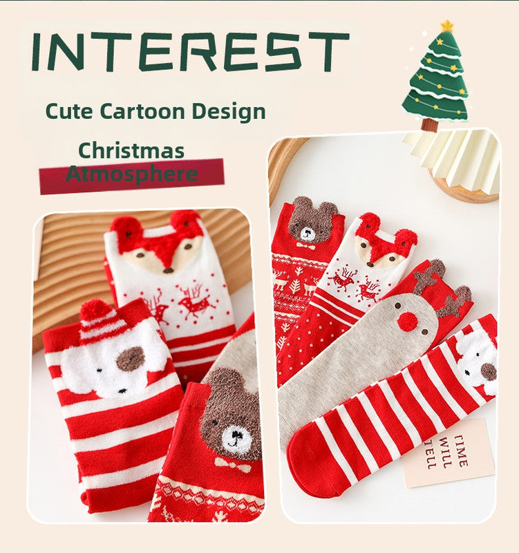 Christmas gift Christmas Socks Combed Cotton 4 Pair Medium Socks Gift Box - Image 7