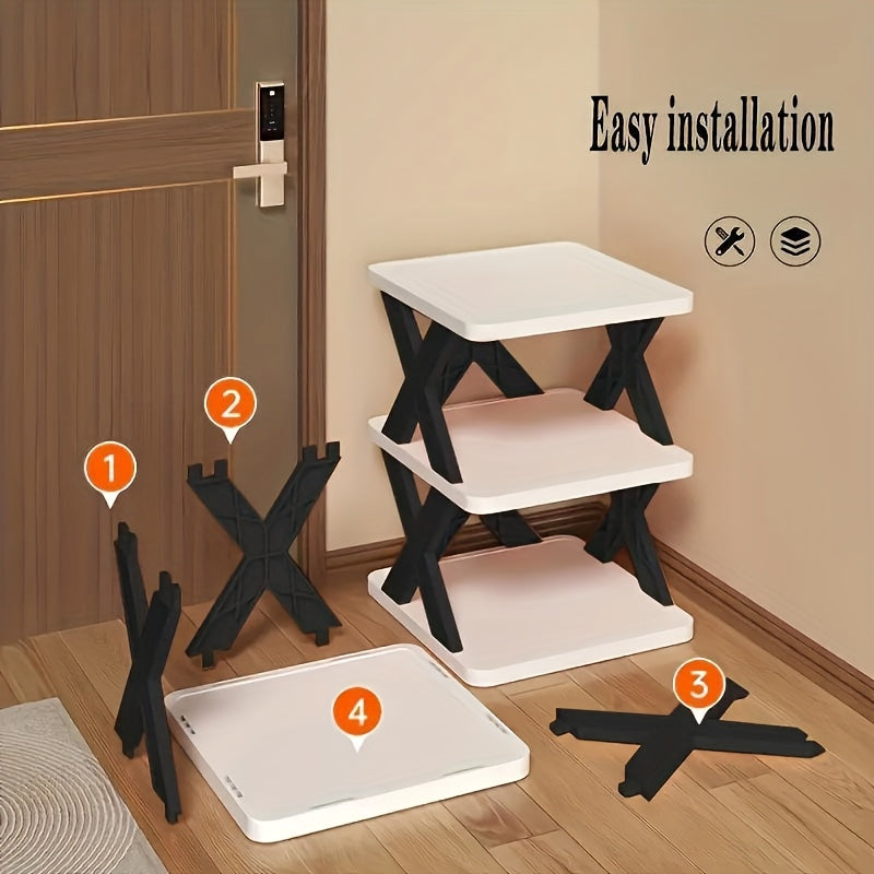6-Tier Foldable White/Orange Shoe Rack, space-saving vertical design for entry halls, living rooms, bedrooms, closets, balconies—an essential organizing storage shelf for college dormitories. - Image 9