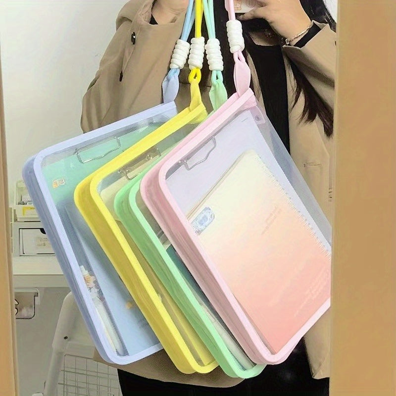 Macaron Candy Student File Bag + PET Animal Stickers - Hand-Carry Large Capacity Waterproof A4 Zipper Transparent Exam Paper & Textbook Storage Bag, Folder(yellow) - Image 9
