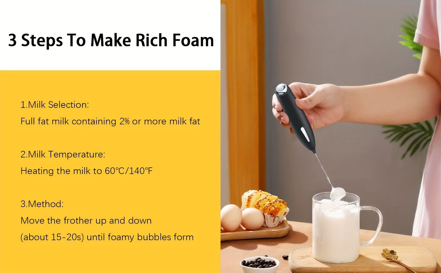 **Handheld Electric Frother | 10000 RPM Powerful Motor, One-Touch Start/Stop, Easily Froths, Mixes, and Blends – Your Kitchen Drink Essential Helper**WHITE - Image 9