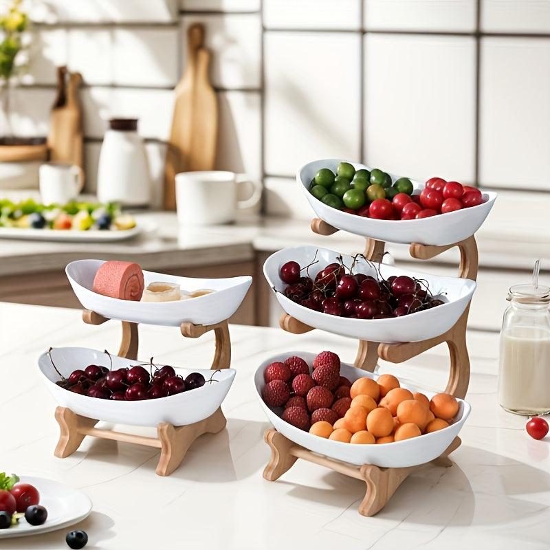 **Nordic-Style Three-Tier Extendable Fruit Tray | Creative Living Room Snack Stand, Adjustable Height, Anti-Slip Expandable Display Tray**(Green) - Image 9