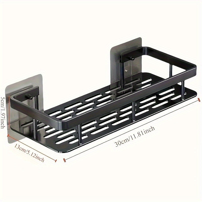 Wall-Mounted Shower Caddy: Large-Capacity, No-Drill Floating Shelf for Bathroom & Kitchen - Space-Saving & Easy to Install - Image 9