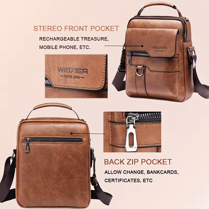 Men's retro crossbody Bag (brown) : High quality with multiple compartments, practical and versatile. It is the top choice for Father's Day, Valentine's Day and Christmas gifts - Image 7