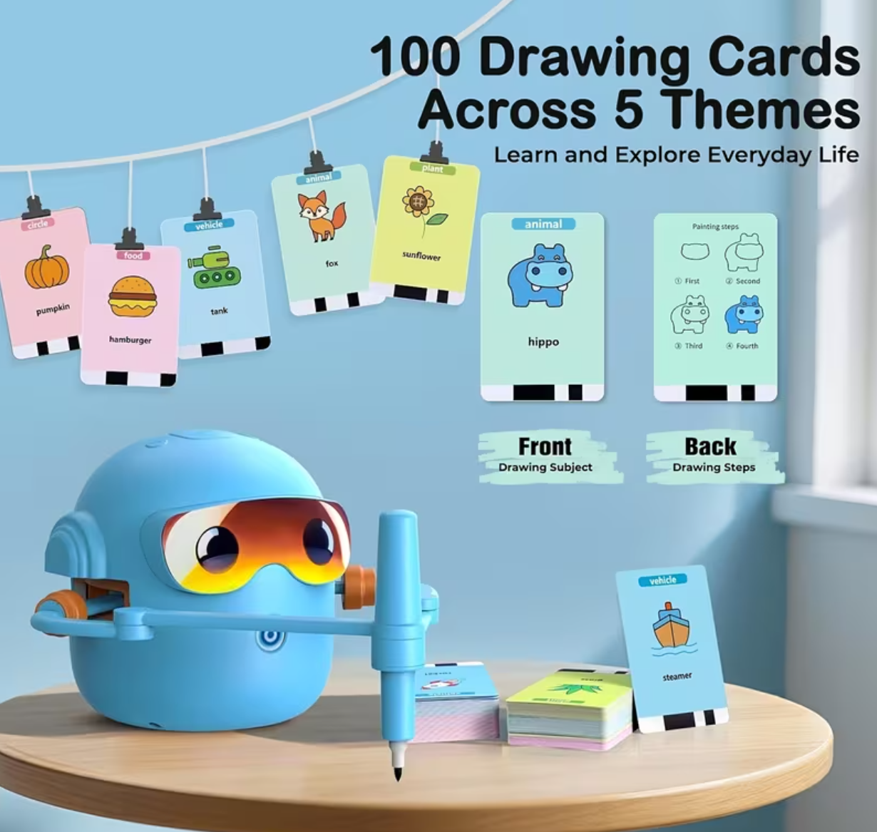 Smart Children's Drawing Robot, an automatic drawing robot toy and interactive educational painting machine. This intelligent robot is a fun educational toy, equipped with 100 cards, suitable for boys and girls aged 3 and above. It makes a perfect gift fo - Image 7