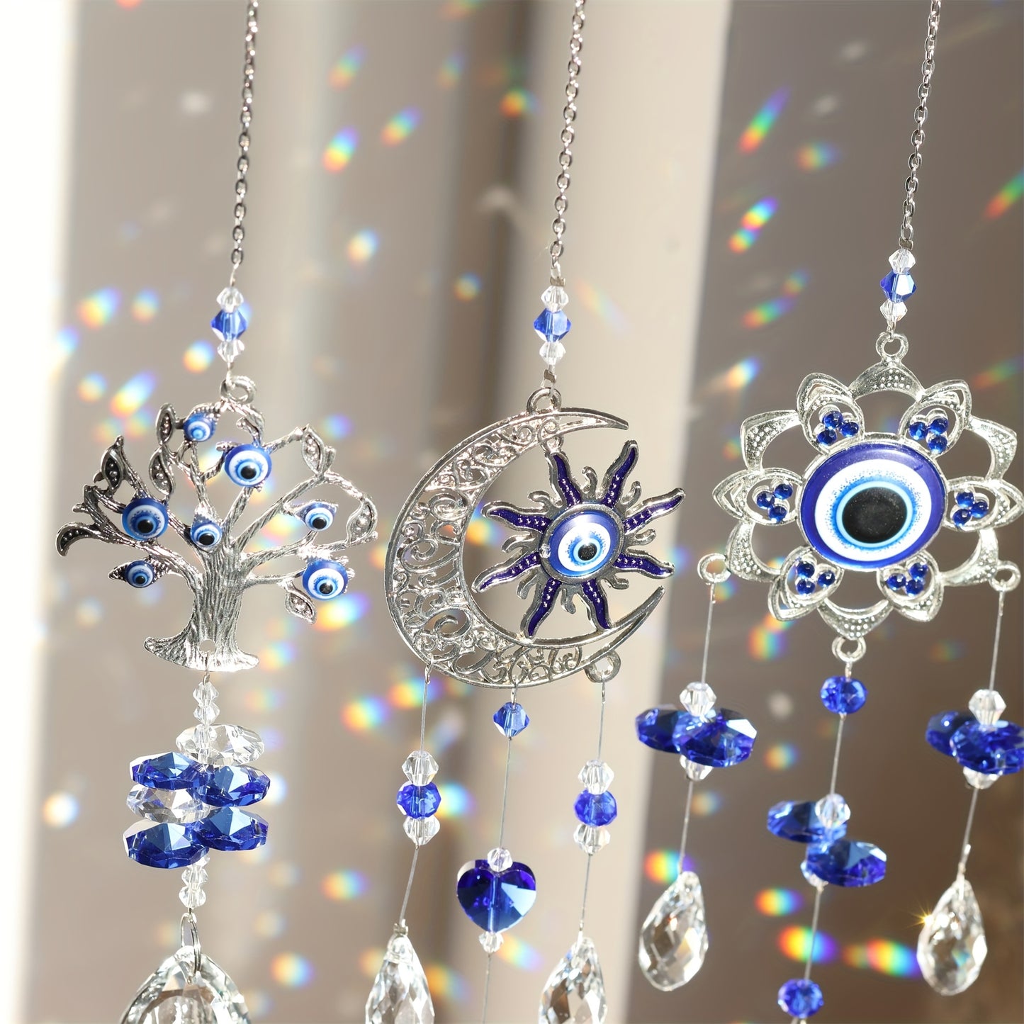 3pc Evil Eye Crystal Sun Capture Pendant Suitable for Home Window Decoration and Garden Hanging Decoration - Image 8