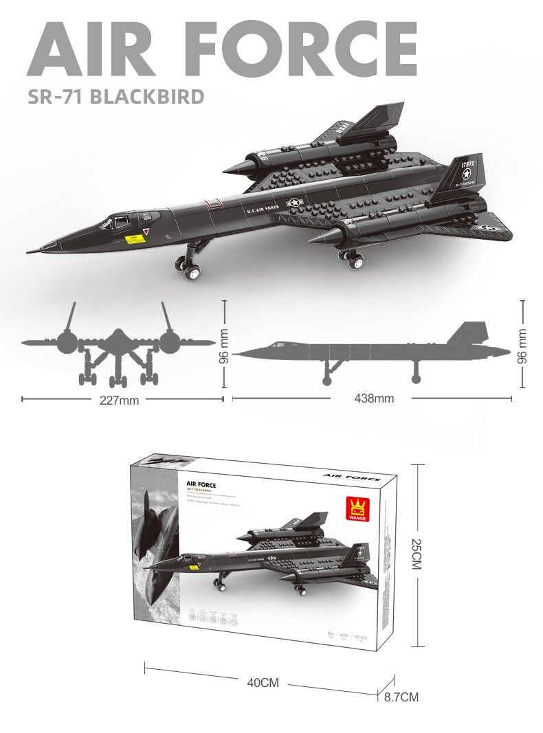 Christmas gift SR-71 Blackbird Reconnaissance Aircraft Building Blocks Set, 183 Pieces Military Model Kit for Kids Aged 6+ & Enthusiasts(SQ71 reconnaissance plane) - Image 3