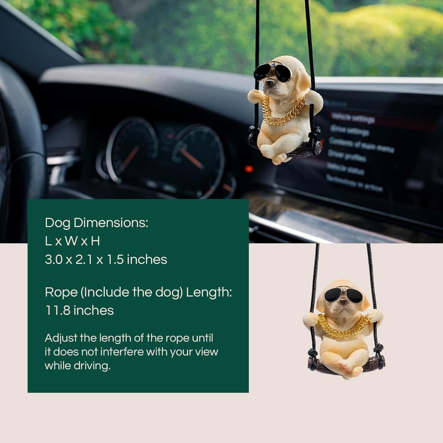 Cute Swinging Labrador Car Mirror Ornament: Yellow Retriever Hanging Accessory for Australian Drivers & Dog Lovers - Image 5
