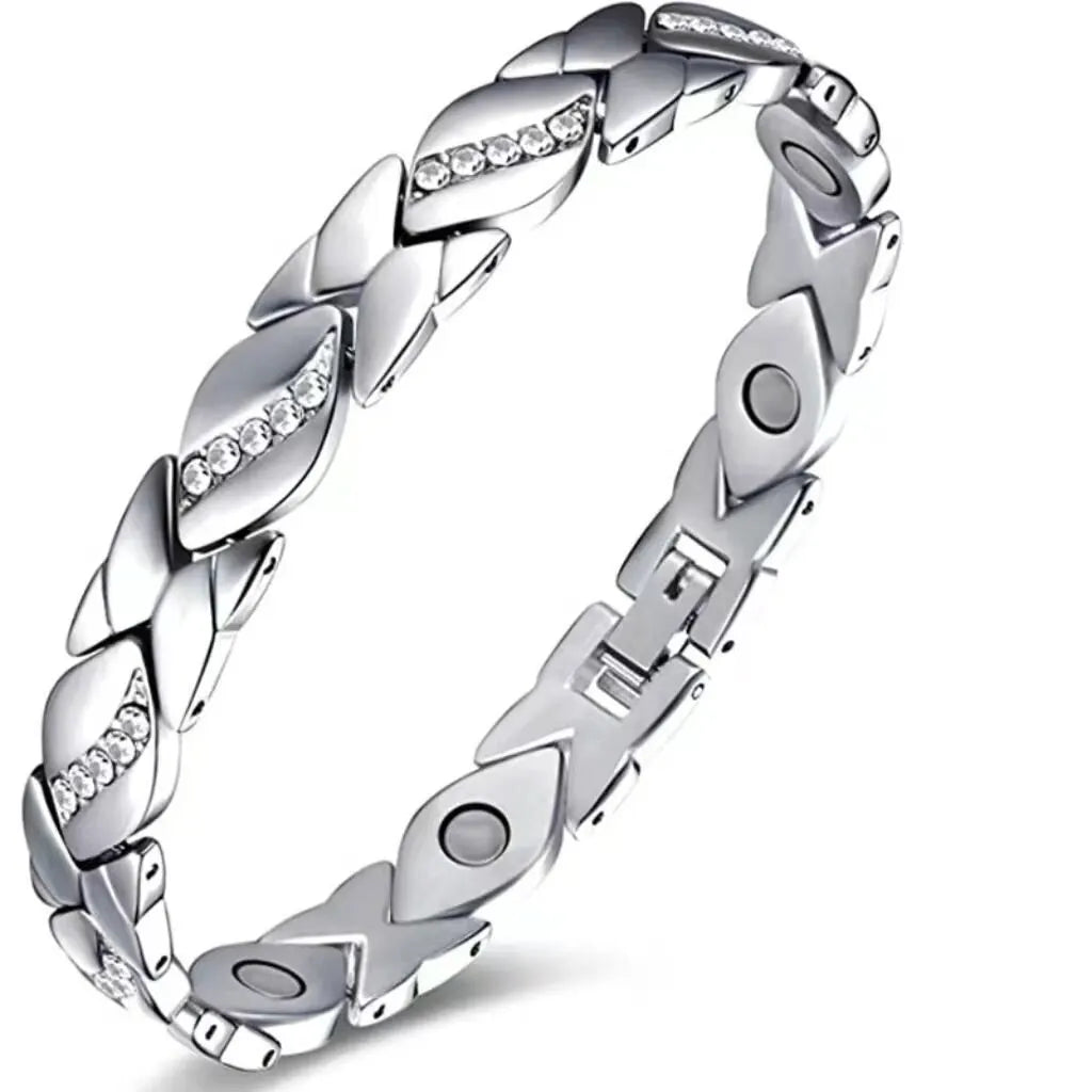 Christmas gift Stylish Ancient Copper Magnetic Therapy Bracelet with Diamond Accents - Enhance Health & Elegance(Rose gold) - Image 5