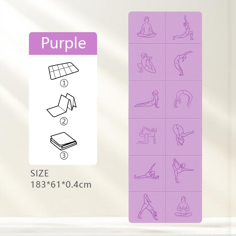 Portable Foldable Yoga Mat – Dual-Sided Non-Slip TPE Exercise Mat for Yoga, Pilates, Kids Nap & Travel (Purple) | Other Colors Available in Store - Image 8
