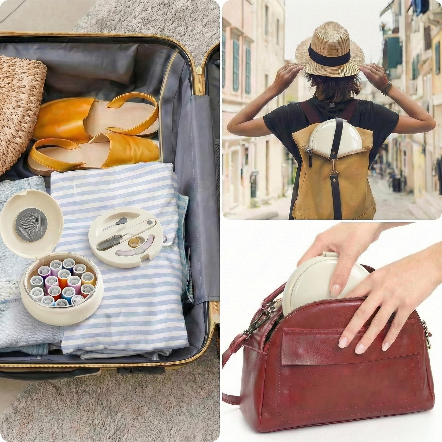 Modern Magnetic Sewing Kit – Compact Travel Sewing Box with Strong Magnetic Lid, 16-Thread Spools & Tools, Portable Needle Organizer for Home & On-the-Go Use (Beige) - Image 7