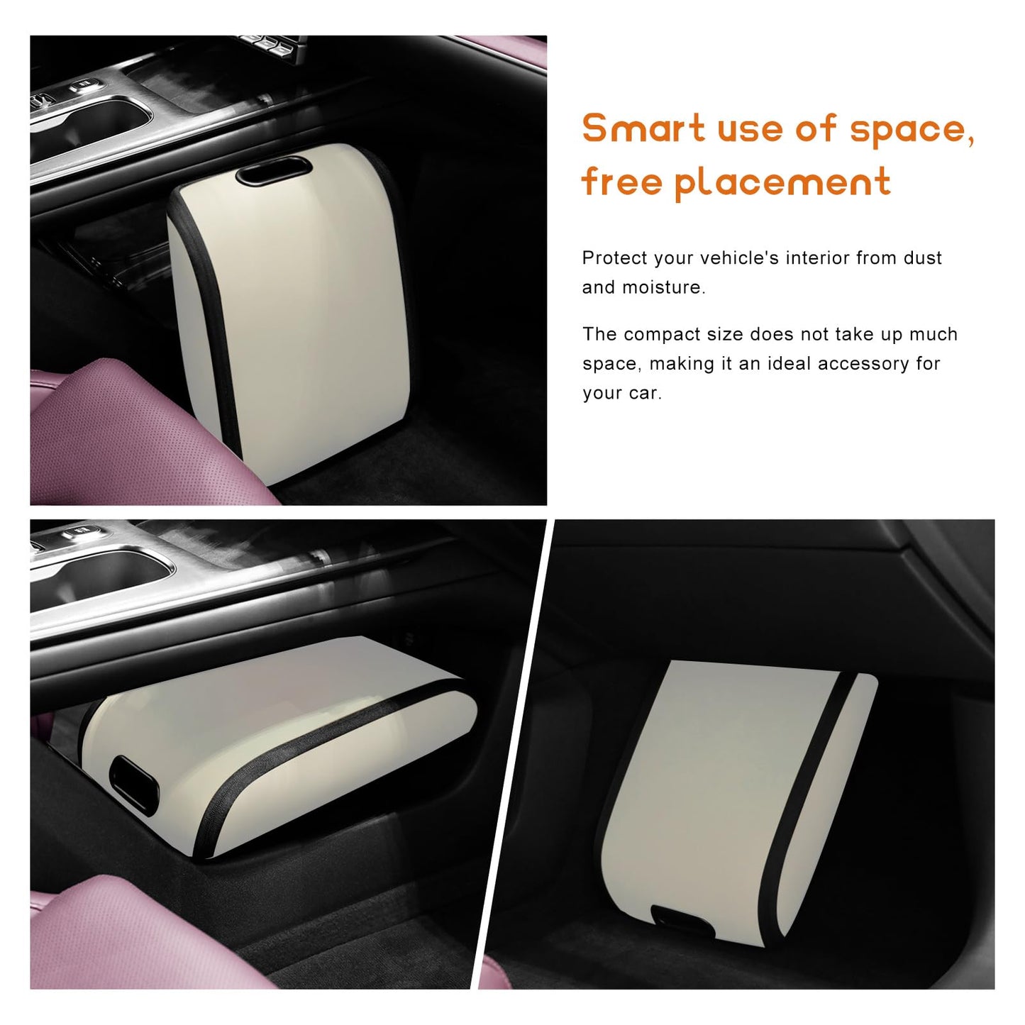Car Shoe Storage Box – Portable Leather-Look Organizer for Passenger Seat or Trunk, Dustproof and Moisture-Resistant with Zipper and Handle (Beige) - Image 6