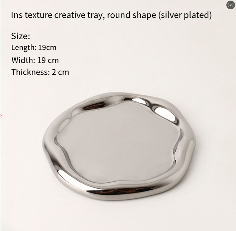 Silver Plated Ceramic Tray Set (Round & Long Shapes) – Minimalist Luxury Decorative Organizer for Jewelry, Vanity & Home Display| Other Styles Available in Store - Image 7