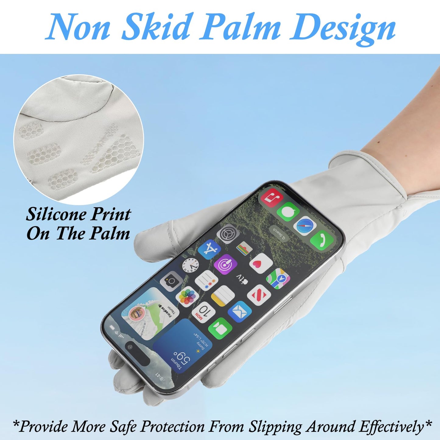 UV Protective Driving Gloves for Women – UPF 50+ Sunscreen Gloves with Touchscreen Function & Anti-Slip Palm, Long Cuff for Hiking, Cycling, Fishing, Golfing (Grey) - Image 7