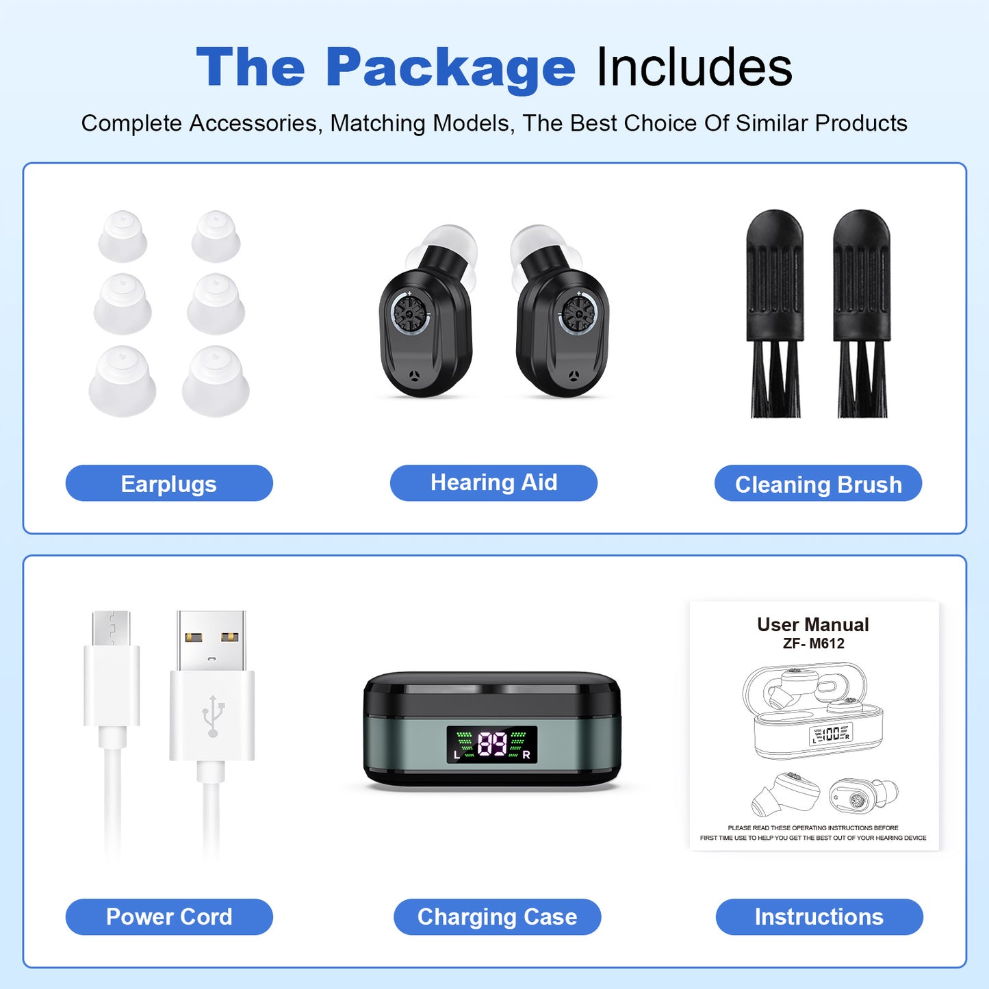 Rechargeable In-the-Ear Hearing Aids with Charging Case and LCD Display – Ultra-Compact Sound Amplifier for Seniors (Black & Green Case, Black Device) - Image 8