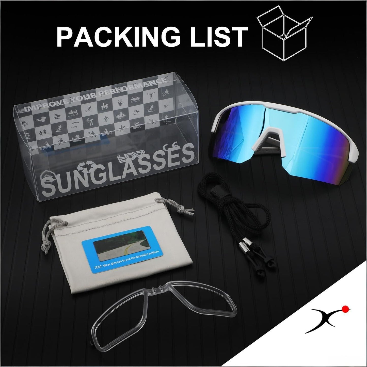 High-End Polarized Sports Sunglasses for Men Women – UV400 Protection, Anti-Fog, Lightweight TR90 Frame, Removable Lens, Ideal for Cycling, Running, Fishing, Golf (White & Blue) - Image 7