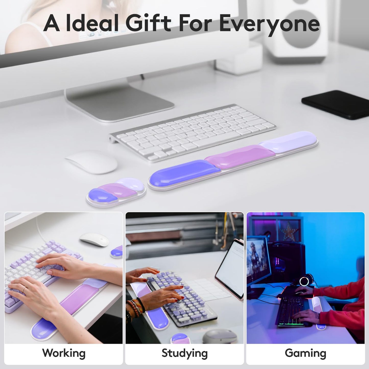 Ergonomic Gel Wrist Rest Set – Keyboard and Mouse Support Pad with Soft Cushioning for Office, Work, Gaming, and Study – Anti-Slip Base, Comfortable Design (Purple) - Image 8