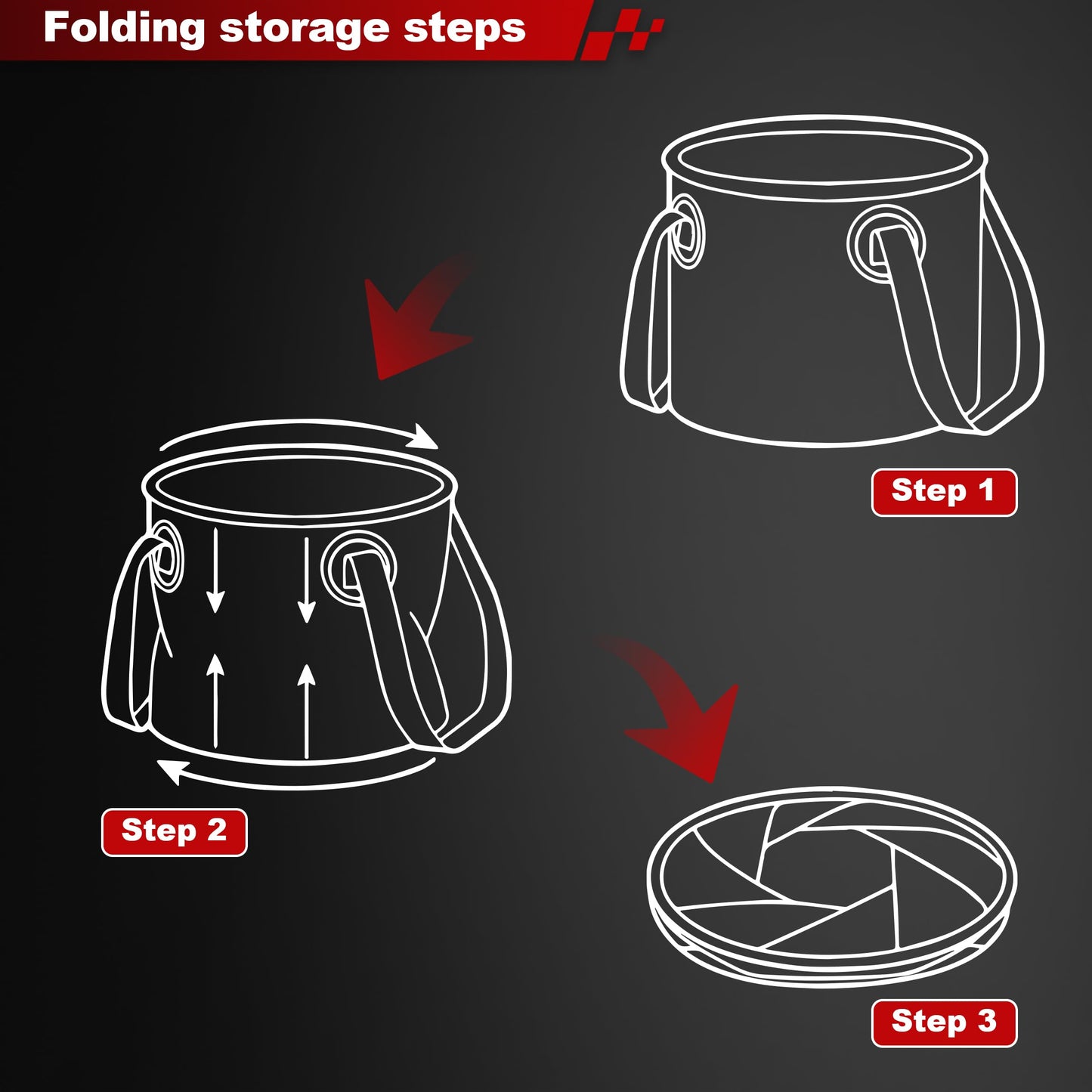 Multi-Use Collapsible Bucket – Foldable Camping Container with Dual Handles, 10L/20L Capacity, Supports 22 lbs or 44 lbs, Waterproof PVC Mesh for Fishing, Washing, Picnics & Outdoor Use (Forest Green,Trumpet) - Image 6