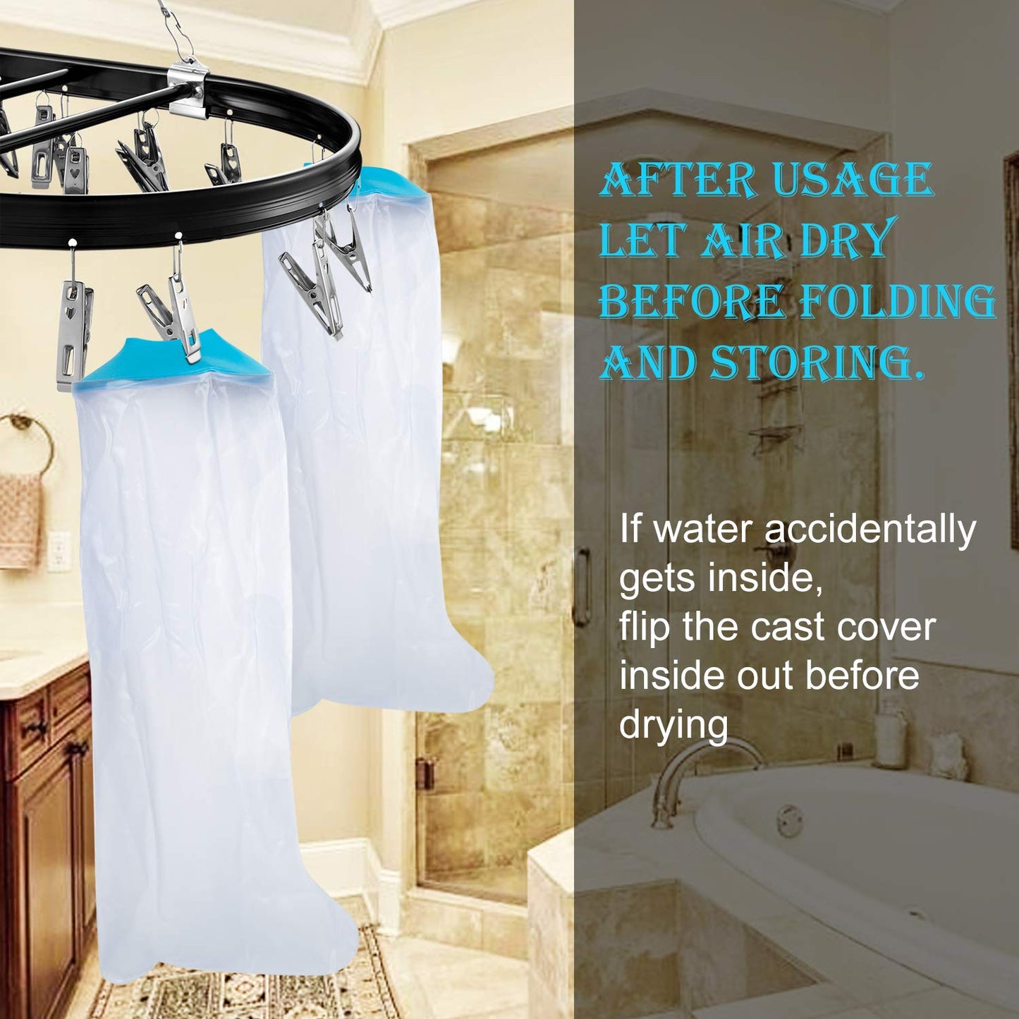 Lower Leg Waterproof Shower Sleeve for Kids – Reusable Cast Protector for Calf, Ankle & Foot During Bathing or Water Activities (Blue) - Image 4