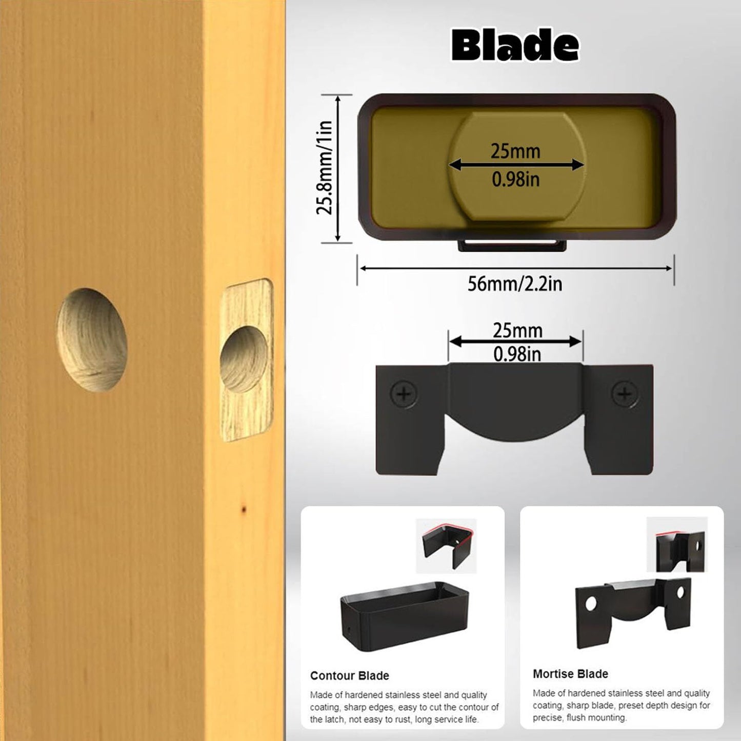 Green Door Latch Mortise Tool – Professional Stainless Steel & ABS Installation Kit for 1-3/4" or 1-3/8" Doors | Accurate Cutting Template with Anti-Slip Handle - Image 8
