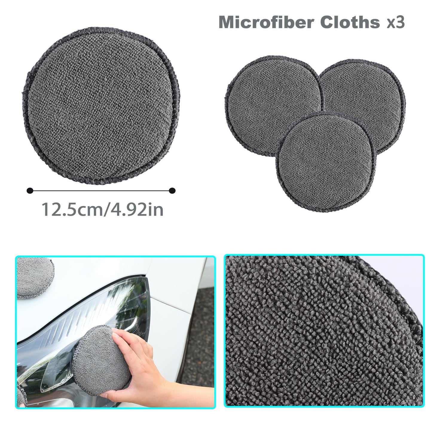 Multi-Use Car Cleaning Kit – 9-Piece Auto Detailing Set with Wash Mitt, Wheel Brush, Microfiber Cloths, Sponge, Applicator Pads, Storage Bag (Gray) - Image 7