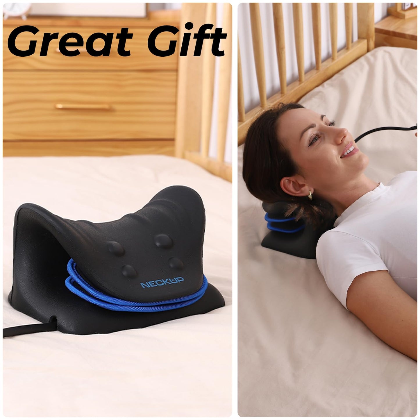 Adjustable Airbag Neck Stretcher – Ergonomic Cervical Traction Pillow with 8 Massage Points for Neck Pain Relief, Portable Spinal Alignment Device for Home, Office, and Travel Use (Black) - Image 8