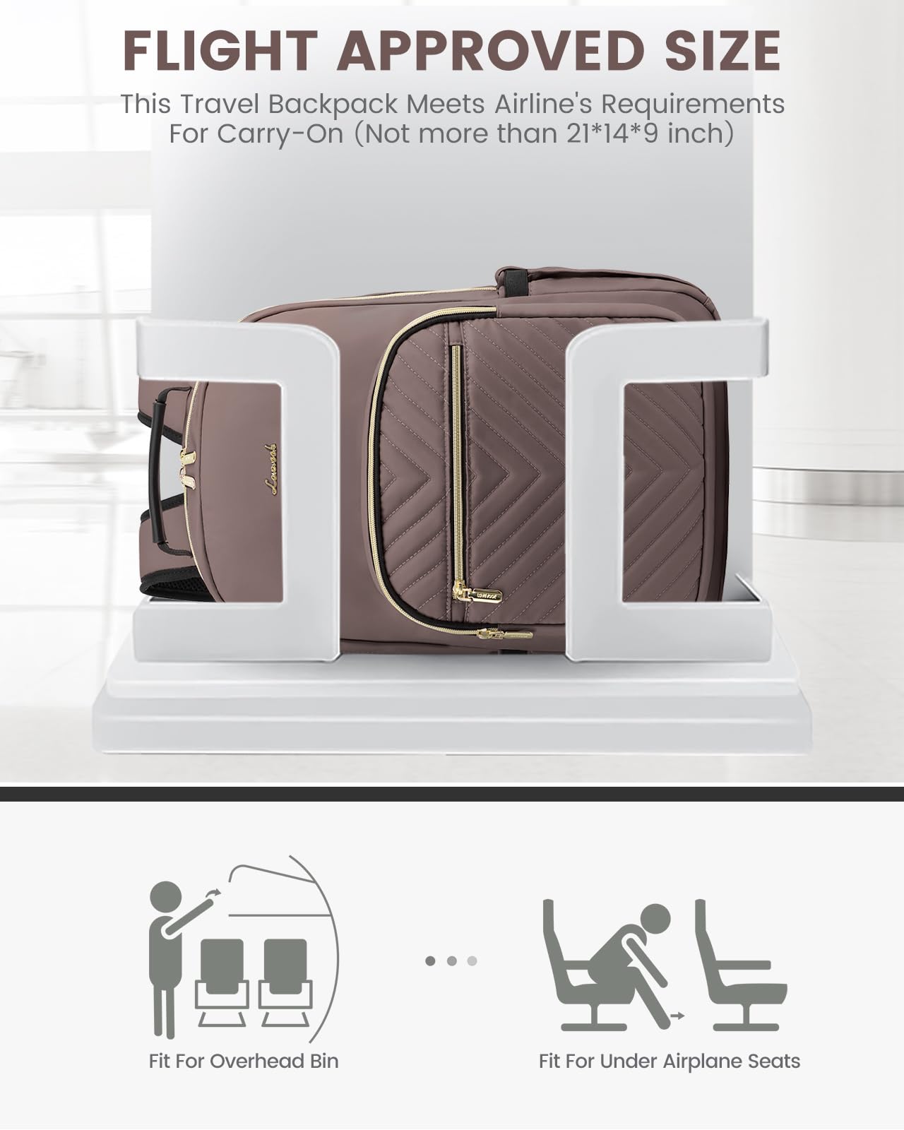 Stylish Laptop Backpack for Women – Large Capacity 27L Computer Bag with 15.6 Inch Compartment, USB Charging Port & 16 Pockets – Ideal for College, Work & Travel (Brown) - Image 6