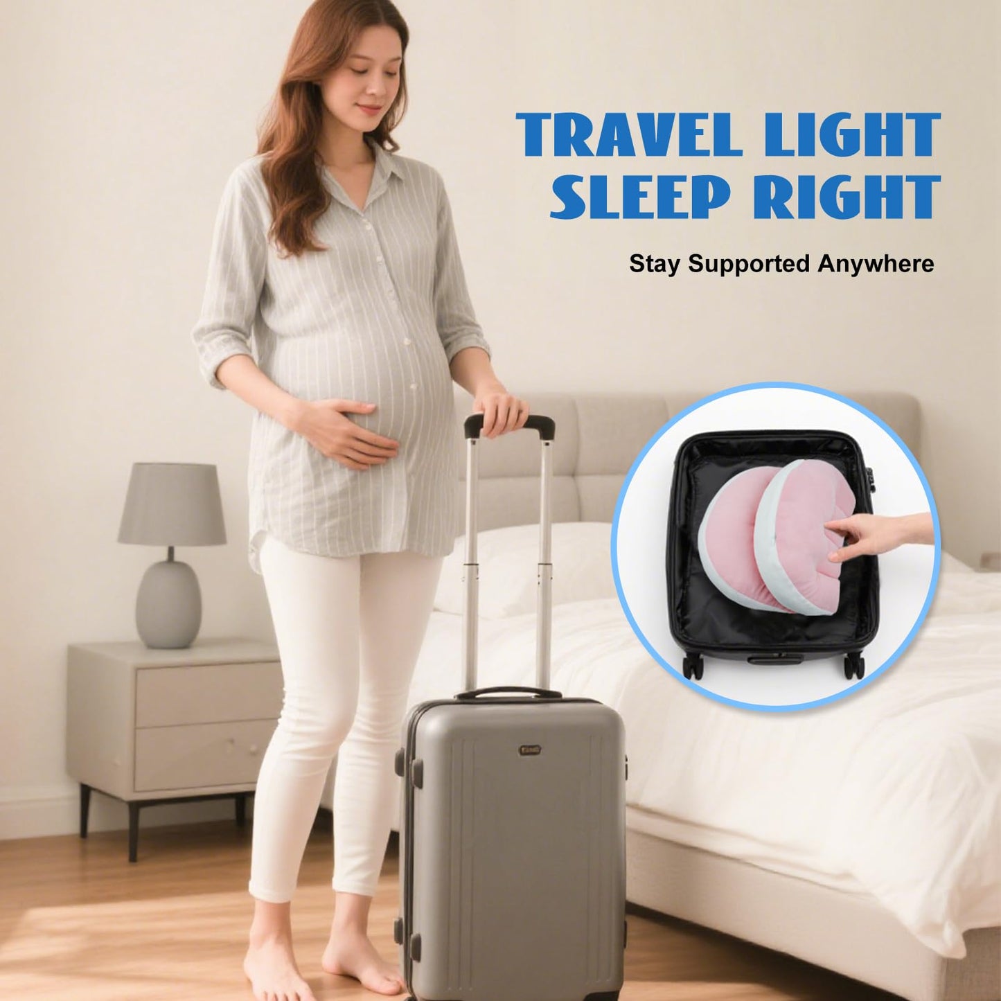 Adjustable Pregnancy Pillow with Velcro Design – Side Sleeping Support for Back, Belly, Hips & Legs, Travel-Friendly Maternity Pillow with Bonus Auxiliary Pillow(Red) - Image 7
