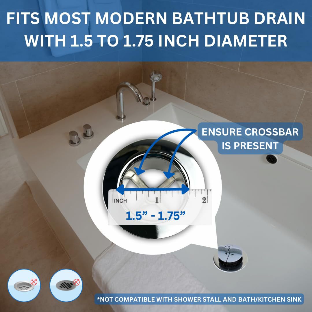 Bathtub Hair Catcher with Handle – No-Touch Drain Filter for Shower and Tub, Reusable Clog Preventer 2-Pack (Blue) - Image 6