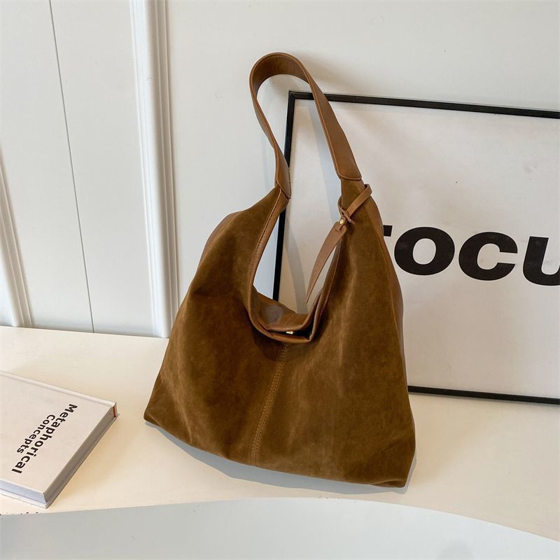 Leather Hobo Bags for Women Brown Purses Suede Purse Slouchy Tote Bag Suede Tote Bag Fall Winter Purses Handbag - Image 7