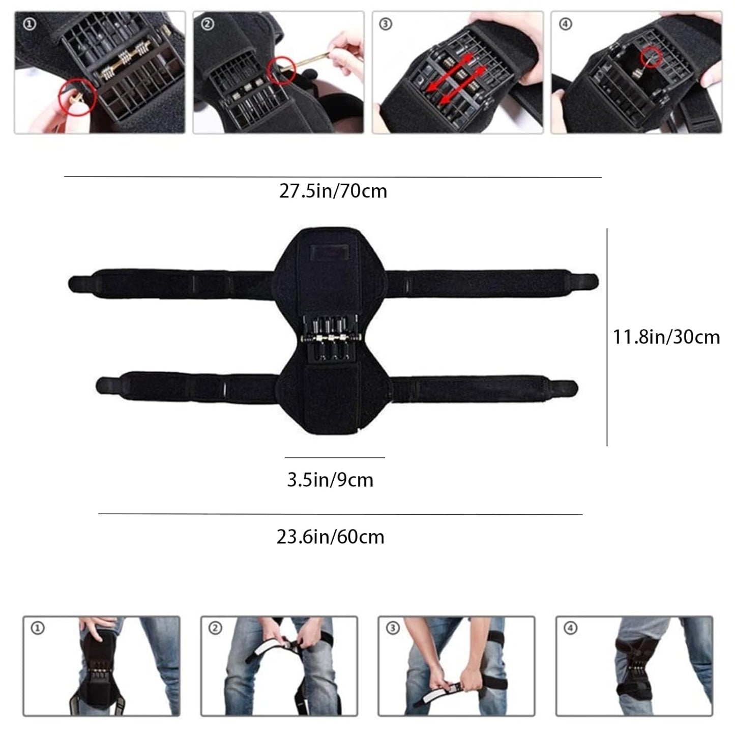 Power Knee Braces (2 Pack): 4-Spring Joint Support, Adjustable Stabilizer for Pain Relief, Sports & Daily Use - Image 5