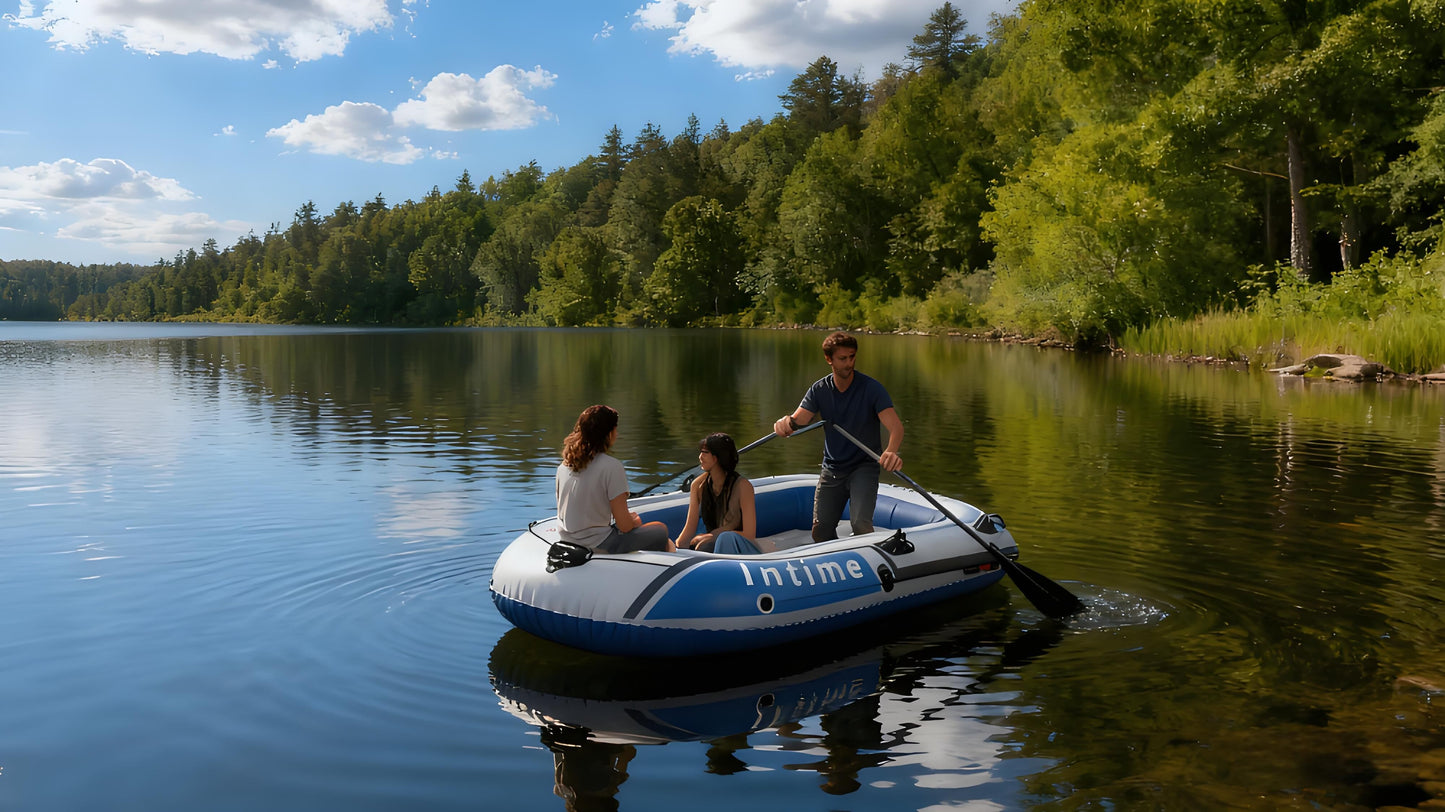 3-Person Inflatable Boat: Thick PVC Raft for Lakes/Pools – 238kg Capacity with Oars & Pump - Image 3